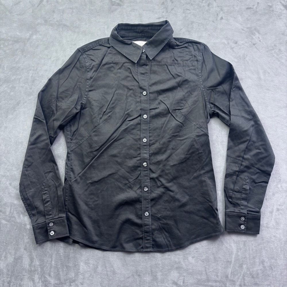 Banana Republic Womens 12 Black Non-Iron Fitted Button Down Shirt Long Sleeve